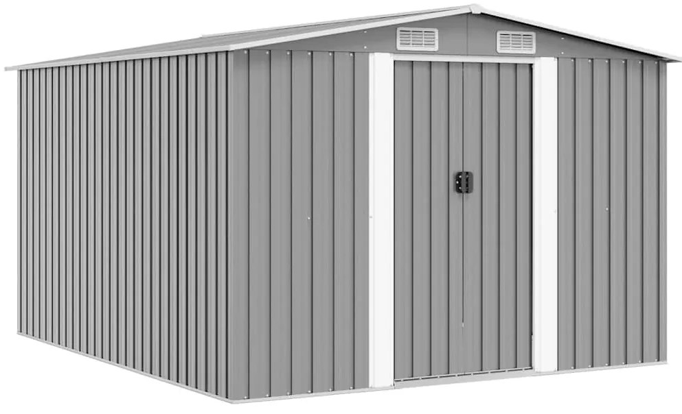 vidaXL szürke fém kerti fészer 257 x 298 x 178 cm