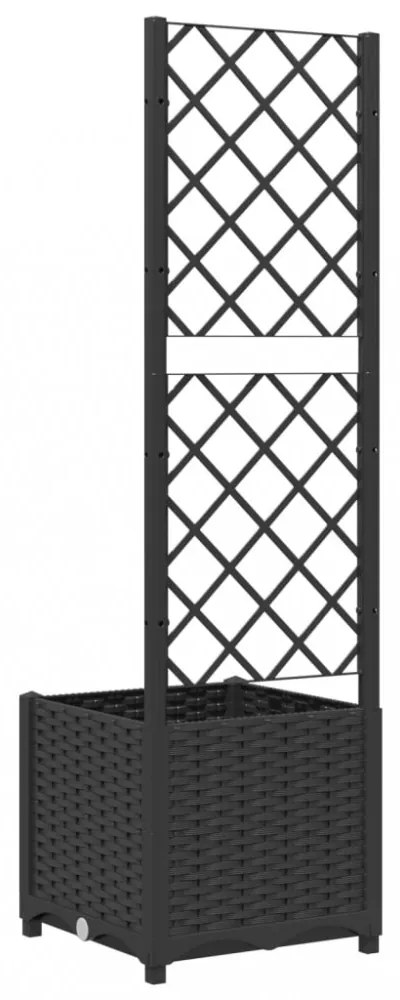 fekete kerti virágláda ráccsal 40 x 40 x 136 cm PP