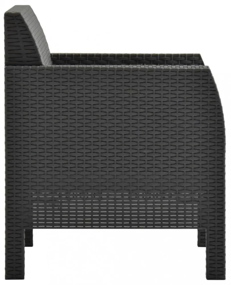 antracitszürke rattan kerti szék párnával 63 x 65 x 76 cm PP rattan