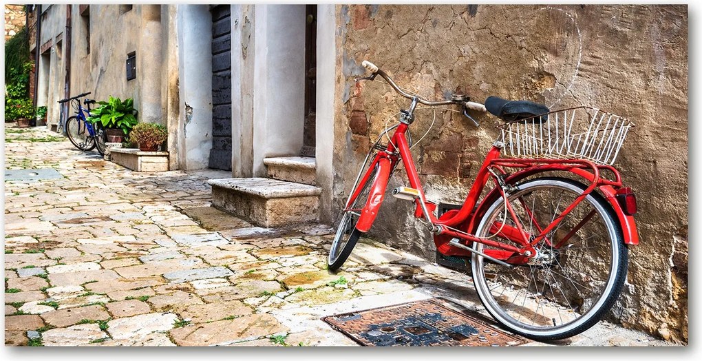 Fotó kép edzett üveg Piros kerékpár 140x70