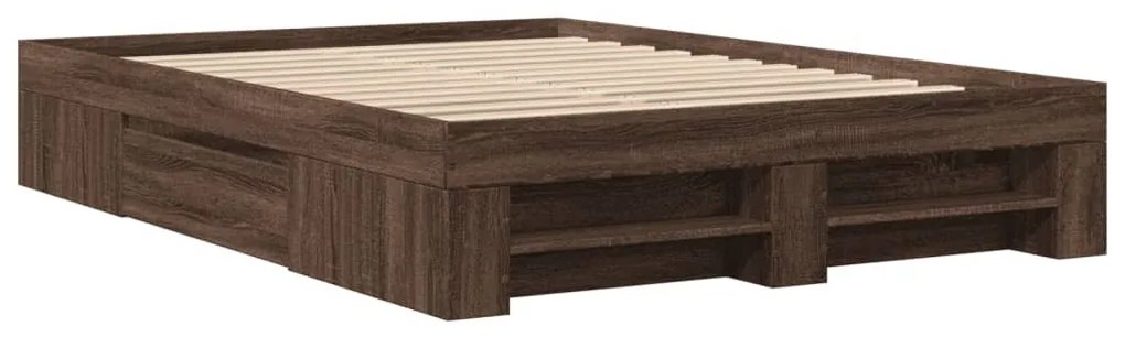 barna tölgy színű szerelt fa ágykeret matrac nélkül 140x190 cm