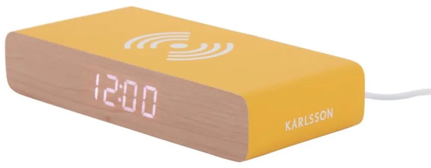 Digitális ébresztőóra vezeték nélküli töltővel Retro Flat LED – Karlsson