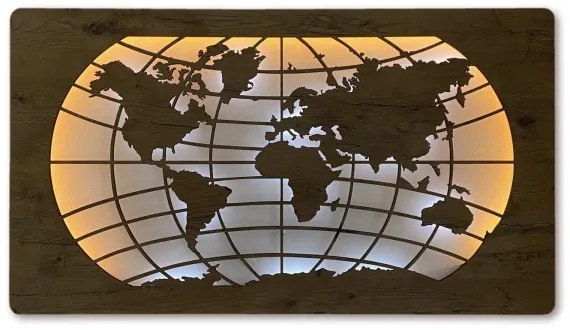 Li-Go 4868/DUB2 - LED fali dekoráció LED/24W/230V 110x60 cm tölgy/világtérkép