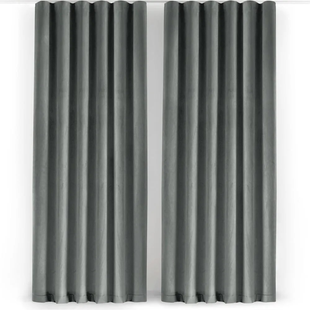 Szürke bársony dimout (részleges sötétítő) függöny 265x270 cm Velto – Filumi