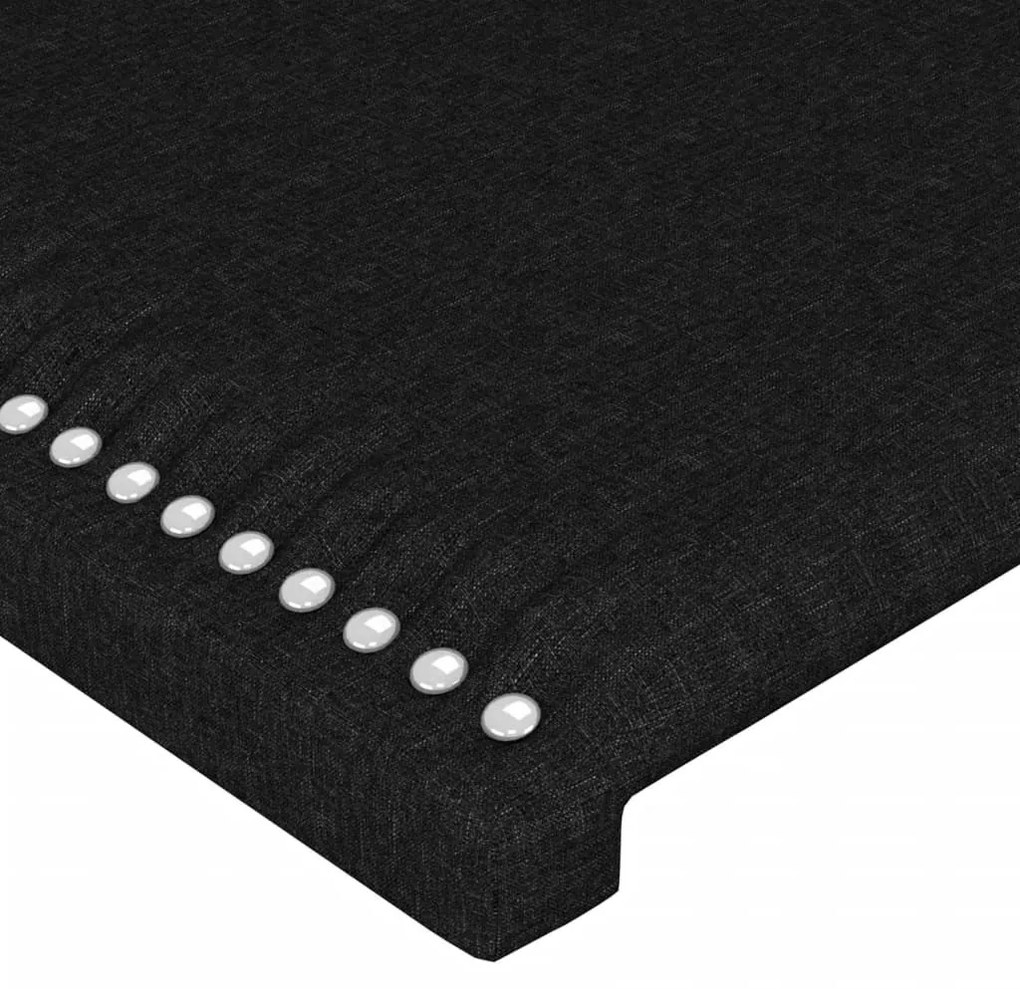 fekete szövet LED-es fejtámla 203x16x118/128 cm