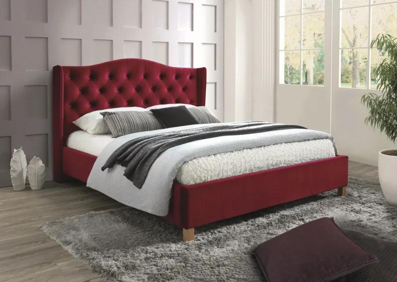 ASPEN VELVET kárpitozott ágy, 160 x 200 cm, vörös Matrac: Matrac nélkül