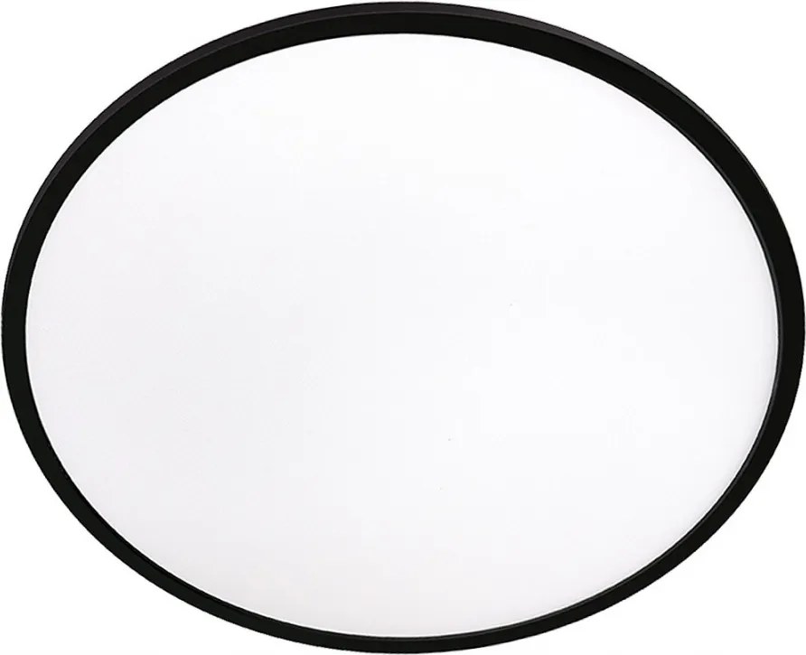 Plafon Prizma 38 cm fekete Led Cct IP44 vízálló klasszikus kerek