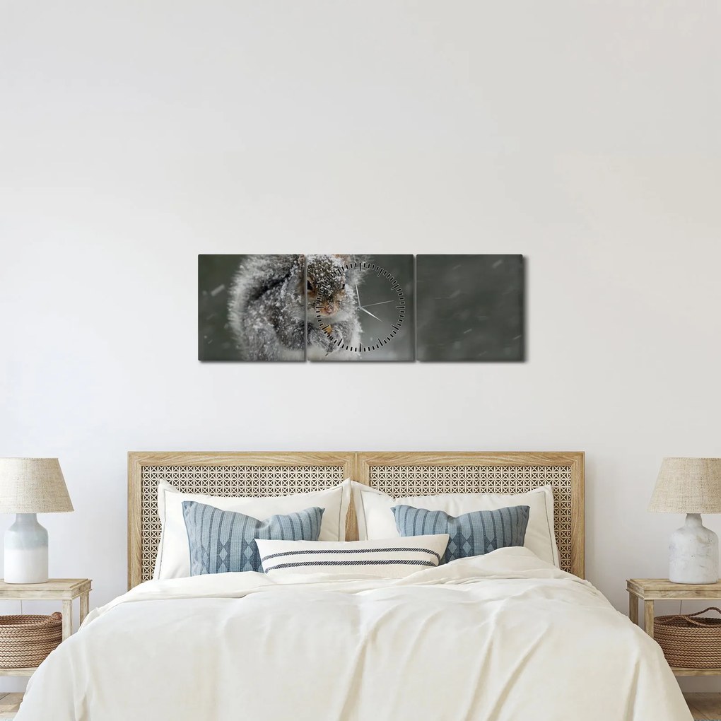 Kép - Mókus télen (órával) (90x30 cm)