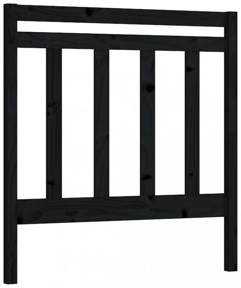 fekete tömör fenyőfa ágy fejtámla 95 x 4 x 100 cm