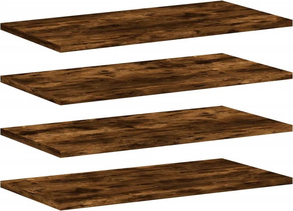 vidaXL 4 db füstös tölgy színű szerelt fa fali polc 60 x 20 x 1,5 cm