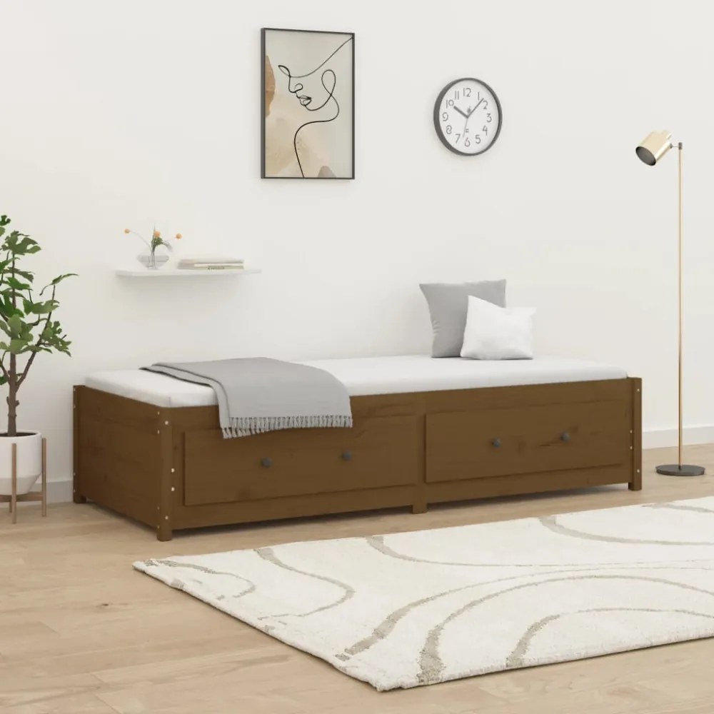 mézbarna tömör fenyőfa kanapéágy 90 x 190 cm (Single)