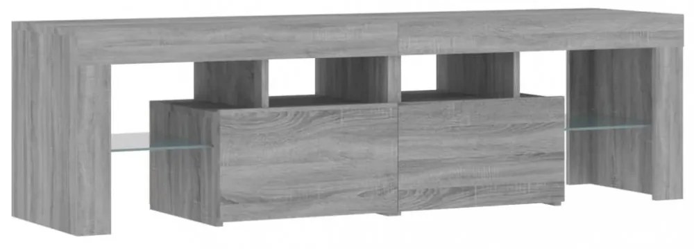 szürke sonoma színű TV-szekrény LED-világítással 140x36,5x40 cm