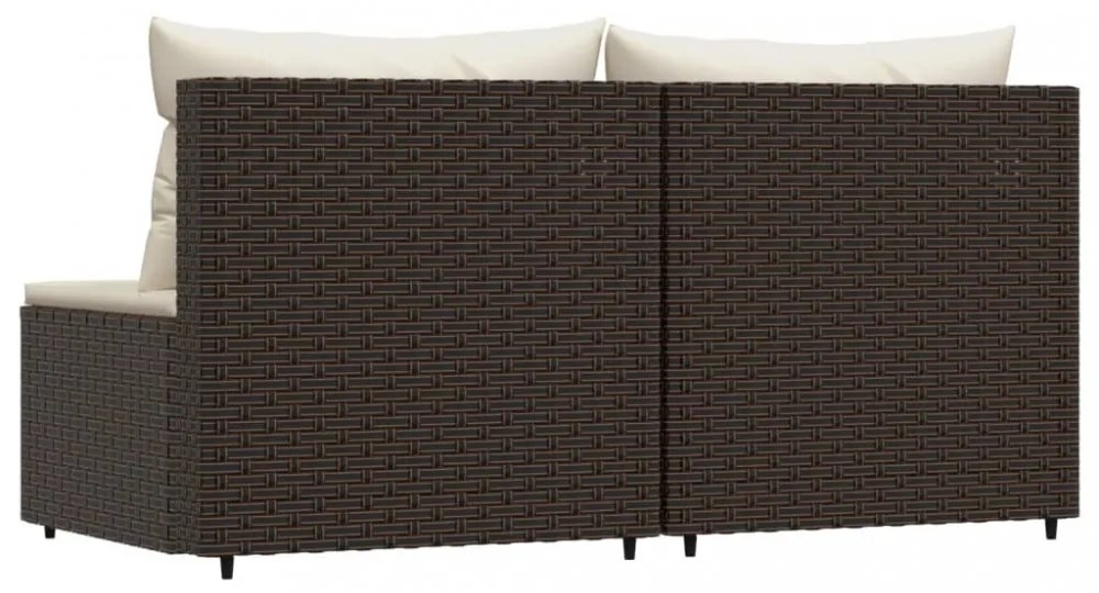 vidaXL 2 db barna polyrattan kerti középső kanapé párnával