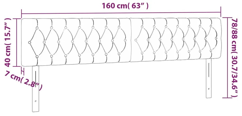 2 db sötétkék bársony fejtámla 80x7x78/88 cm