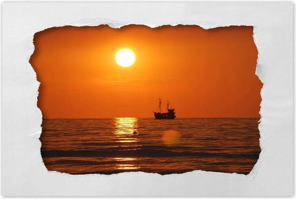 Poszterek 120x80 Naplemente hajóval