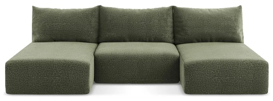 Zöld kinyitható-tárolóhelyes sarokkanapé Kalena – Makamii