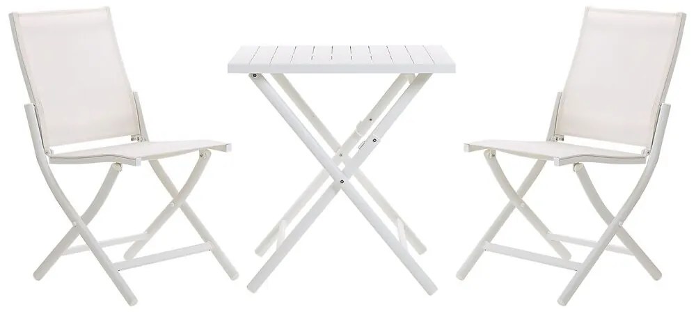 Fehér Kétszemélyes Összecsukható Alumínium Balkon Szett CAORLE Beliani