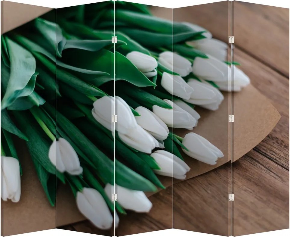 Paraván - Csokor fehér tulipán (210x170 cm)