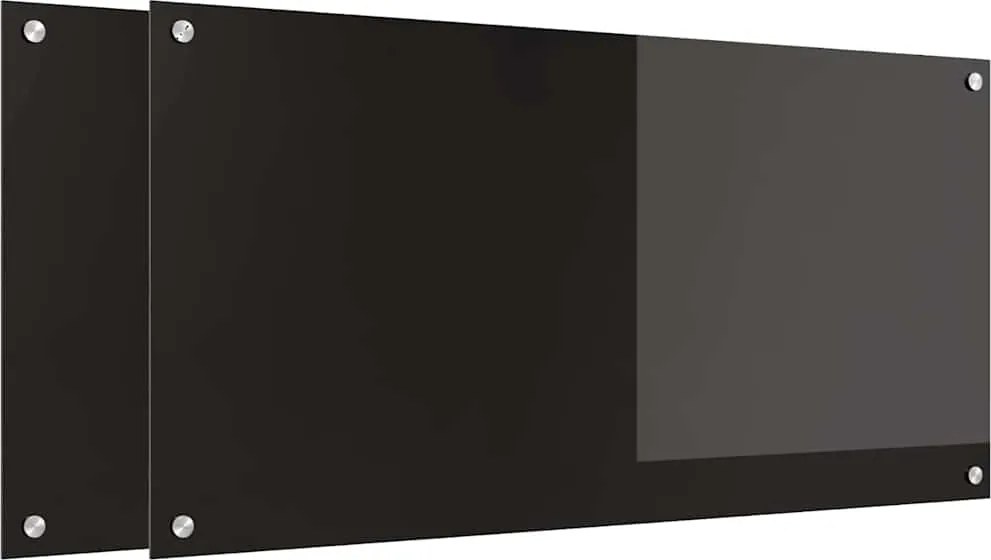 vidaXL Konyhai splashback 2 pcs Fekete 100 x 50 cm edzett üveg