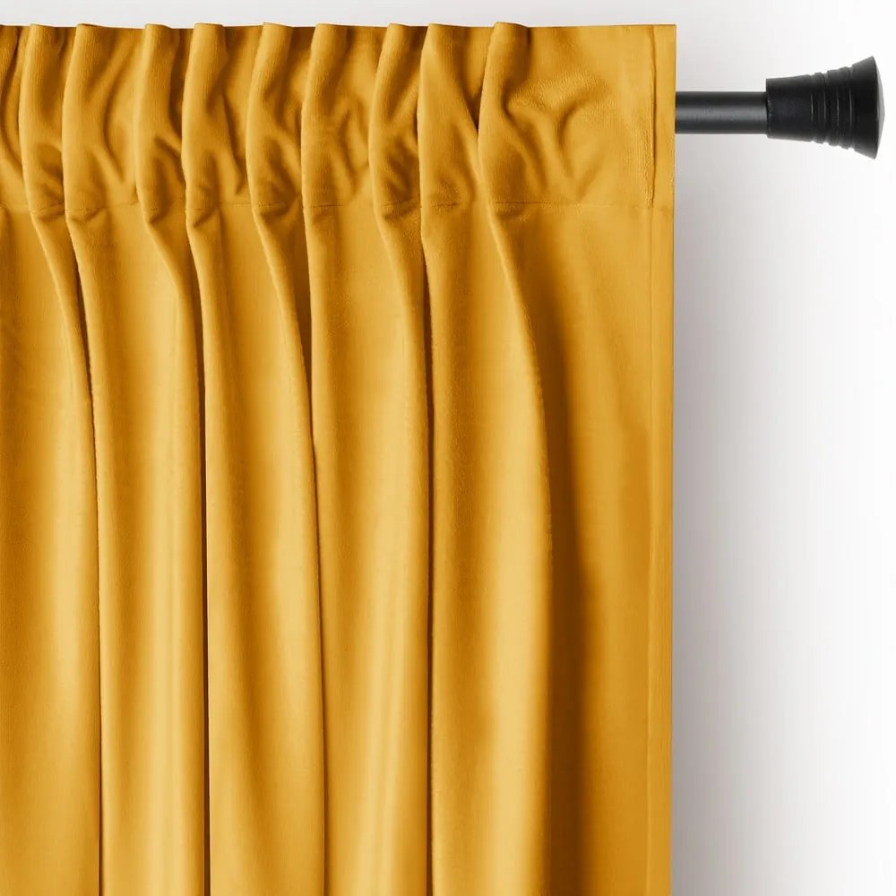 Sárga bársony dimout (részleges sötétítő) függöny 140x245 cm Pleat – Restilo