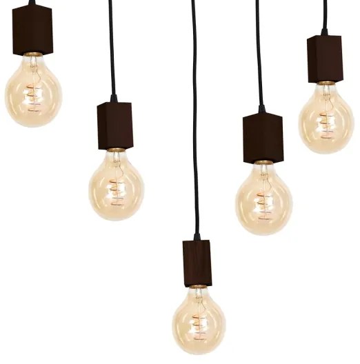Csillár rúdon JACK 5xE27/40W/230V barna fa