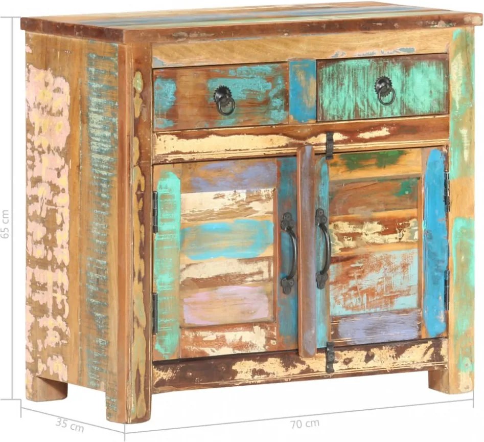tömör újrahasznosított fa komód 70 x 35 x 65 cm