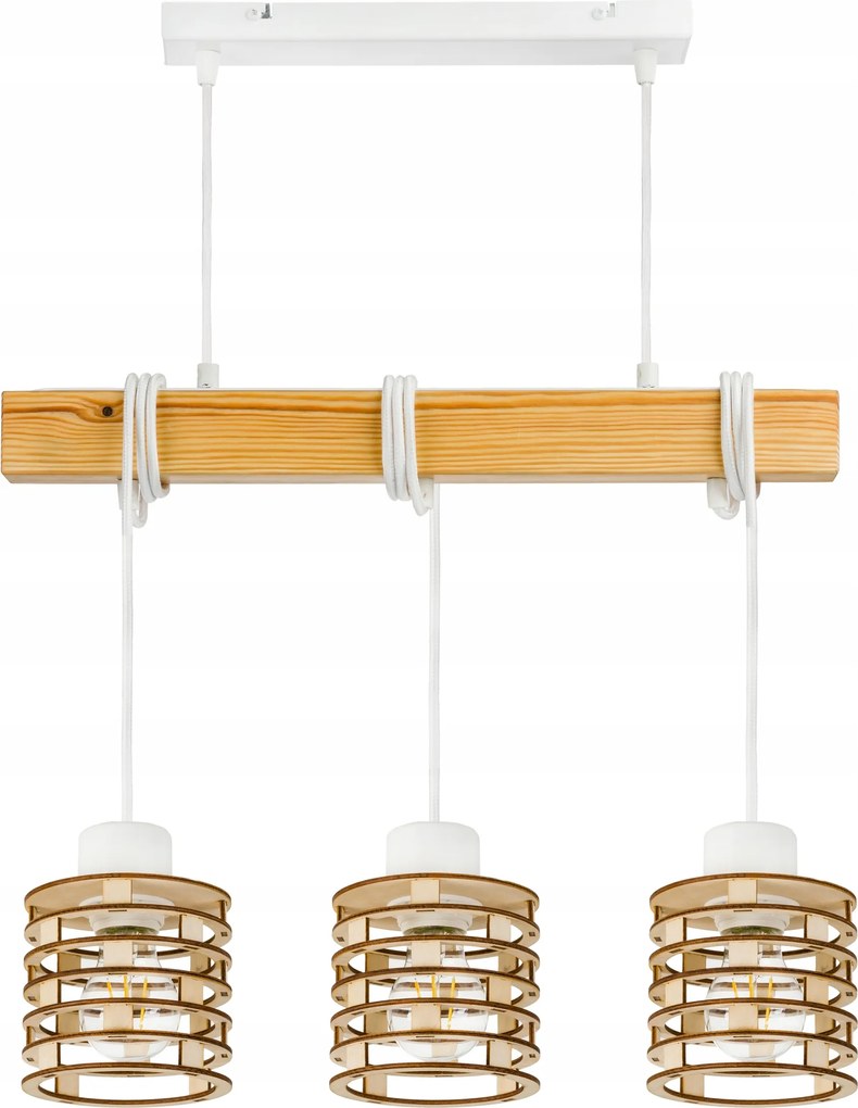 Lámpa fa függeszték mennyezeti Csillár Túlnyúlás Loft Fa 3x E27