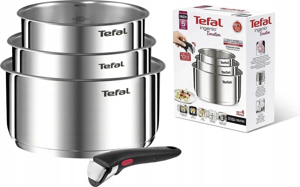 Tefal Ingenio Emotion Edények 16/18/20 Rozsdamentes Acél Inox Indukciós Gáz