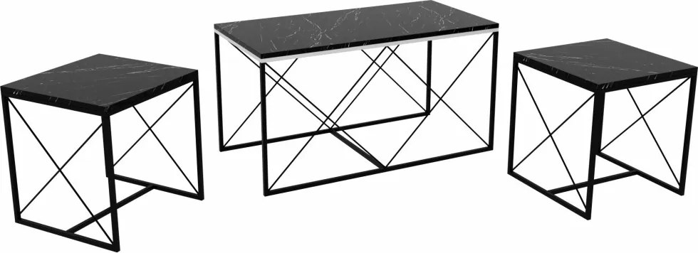 Defne dohányzóasztal, fekete márvány, 100 cm
