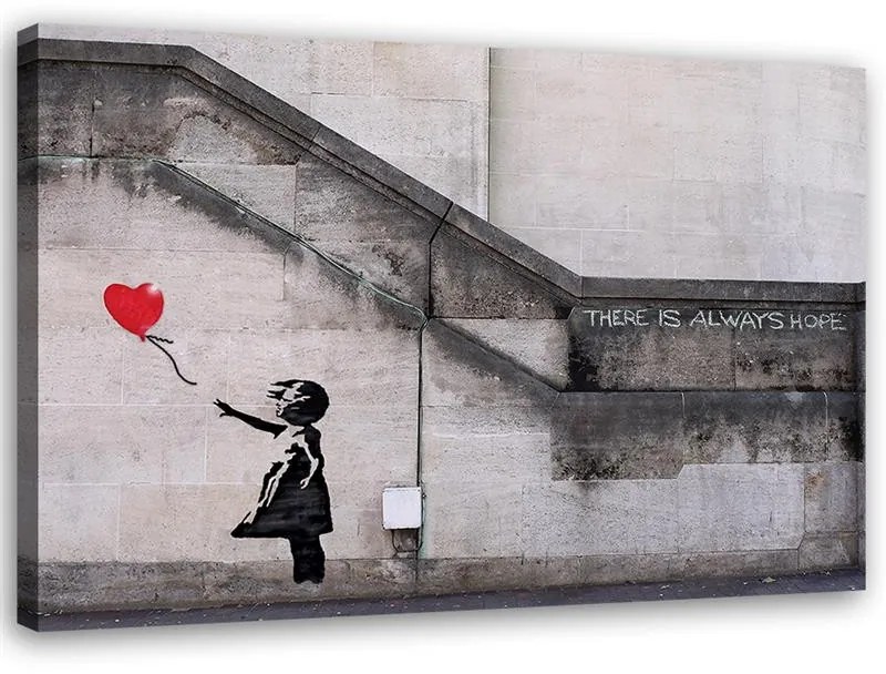 Gario Vászonkép Banksy falfestmény lány lufival Méret: 120 x 80 cm