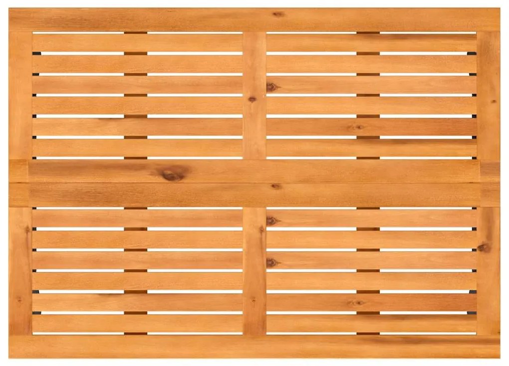 bézs polyrattan akácfa lapos kerti asztal 105x75x72 cm