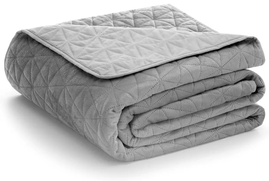 Világosszürke bársony steppelt ágytakaró 260x280 cm Laila – AmeliaHome