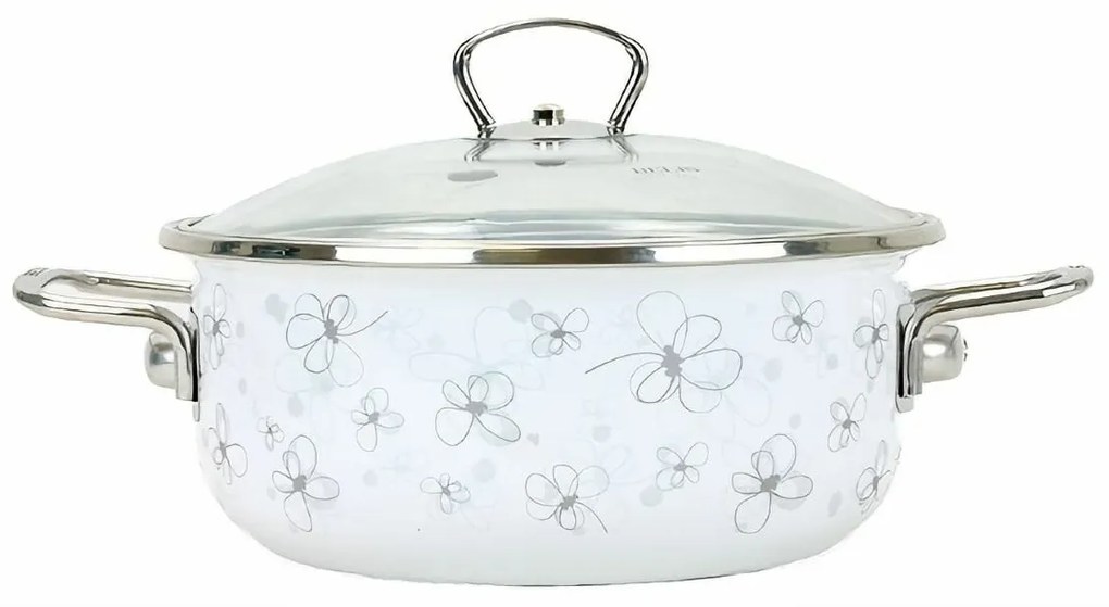 Belis Smaltált serpenyő fedéllel Premium, fehér,20 cm, 2,3 l, 2,3 l