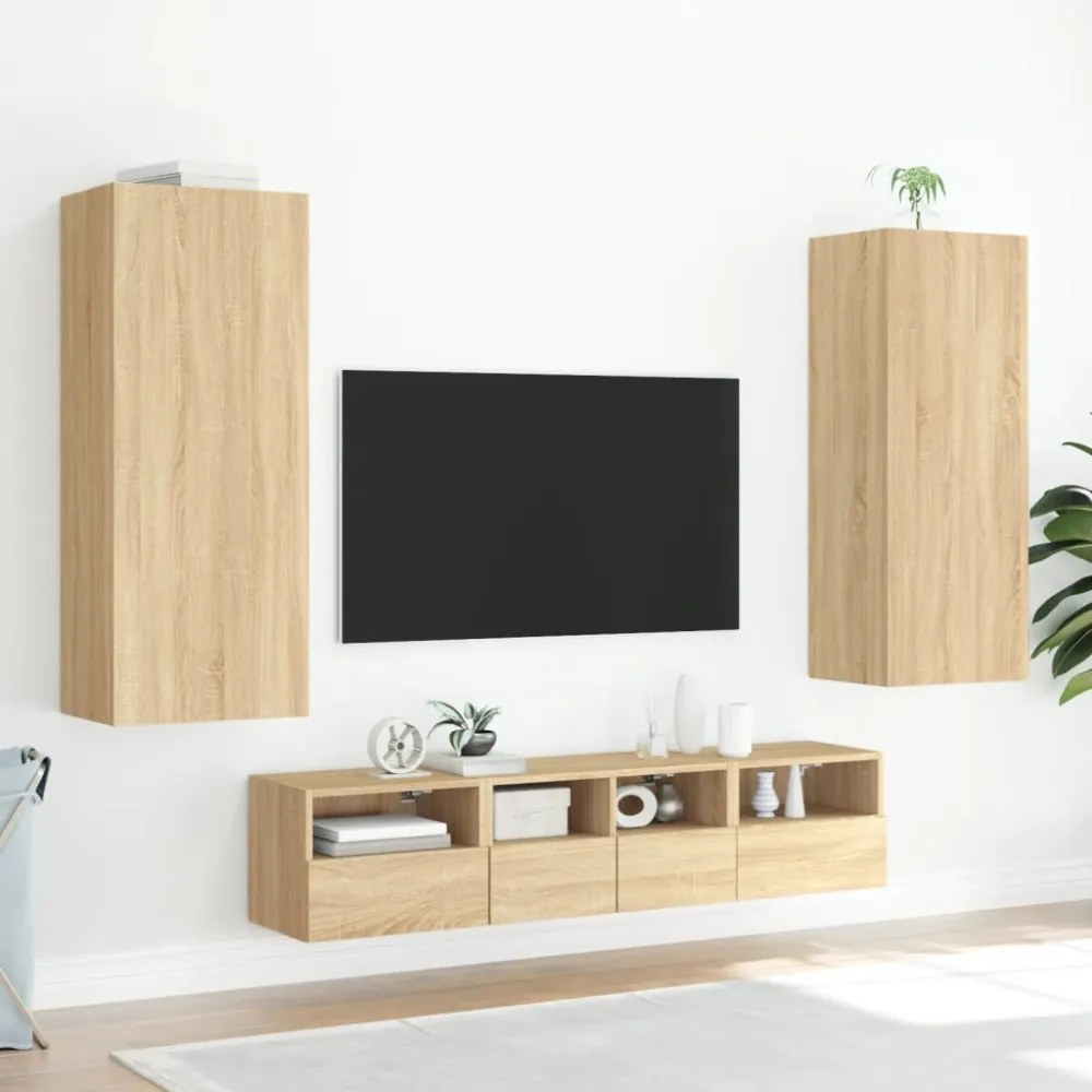 sonoma tölgyszín szerelt fa fali TV-szekrény 40,5 x 30 x 102 cm