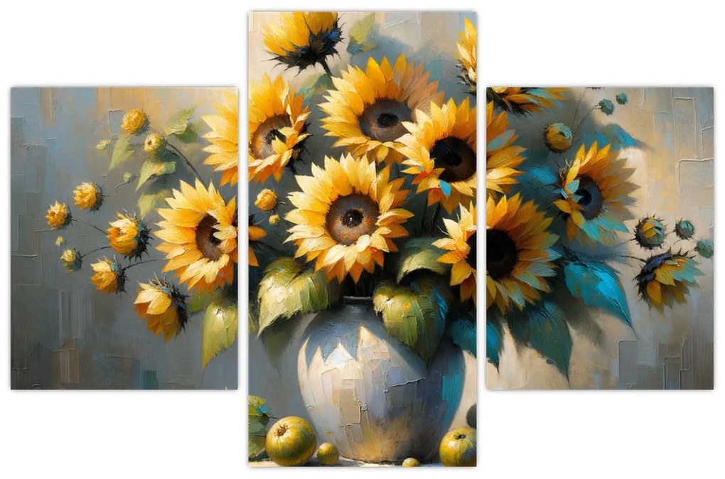 Kép – Napraforgós váza (90x60 cm)
