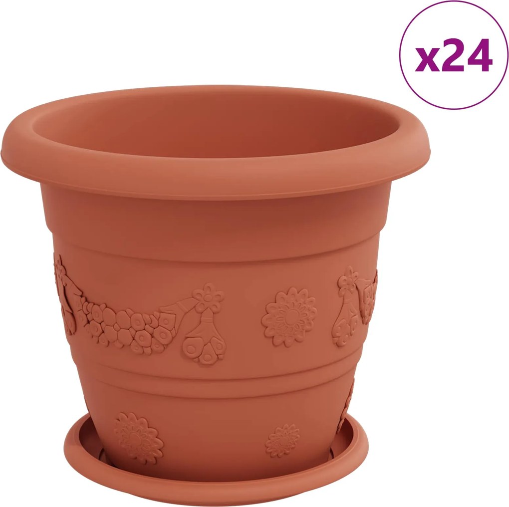 vidaXL Növénycserép 24 pcs Tégla Vörös Ø 26 x 21.5 cm Műanyag