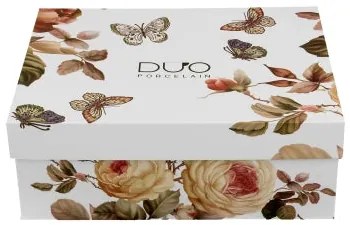 Porcelán eszpresszó kávés csésze + alj 110 ml 2 személyes dobozban virágos ZAHRA