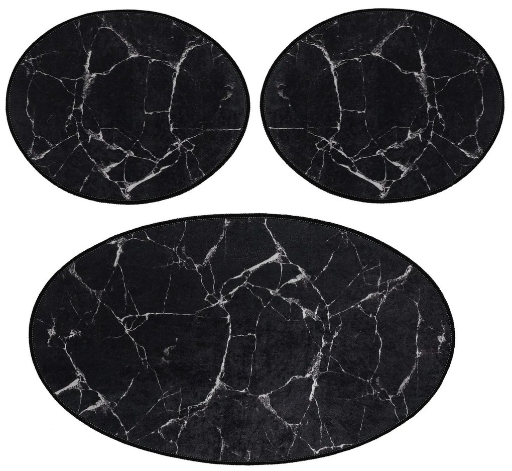 Fürdőszobaszőnyeg Szett (3 db) Marble - Fekete