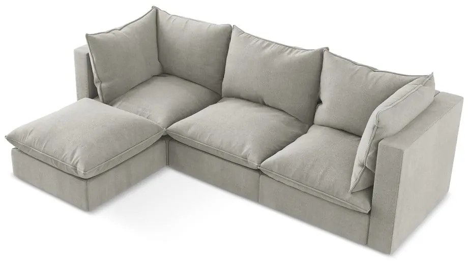 Világosszürke sarokkanapé (bal oldali-heverő résszel) Manao – Makamii