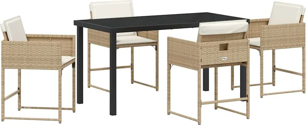 vidaXL Kert étkező szett 5 pcs Bézs polirattan