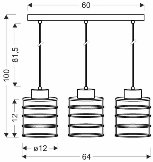Csillár zsinóron GLOB 3xE27/40W/230V fekete