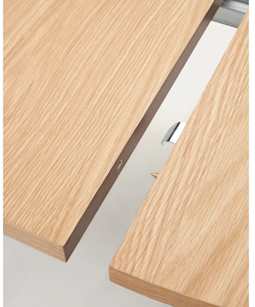 Natúr színű bővíthető étkezőasztal tölgyfa dekoros asztallappal 90x120 cm Montuiri – Kave Home