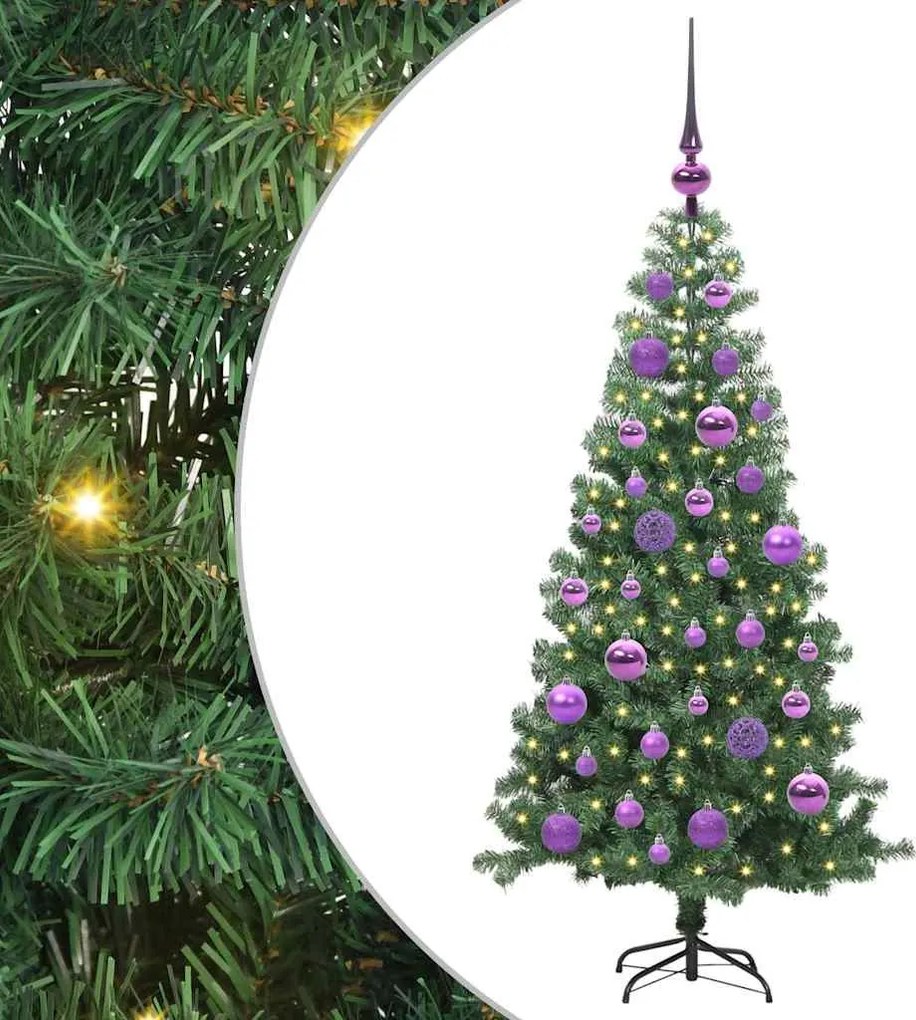 vidaXL Karácsonyfa 150 LED-del állvánnyal Zöld 120 cm PVC