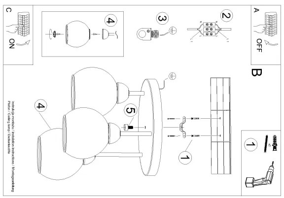 Sollux SL.1140 - Csillár rúdon ALINO 3xE27/60W/230V fekete