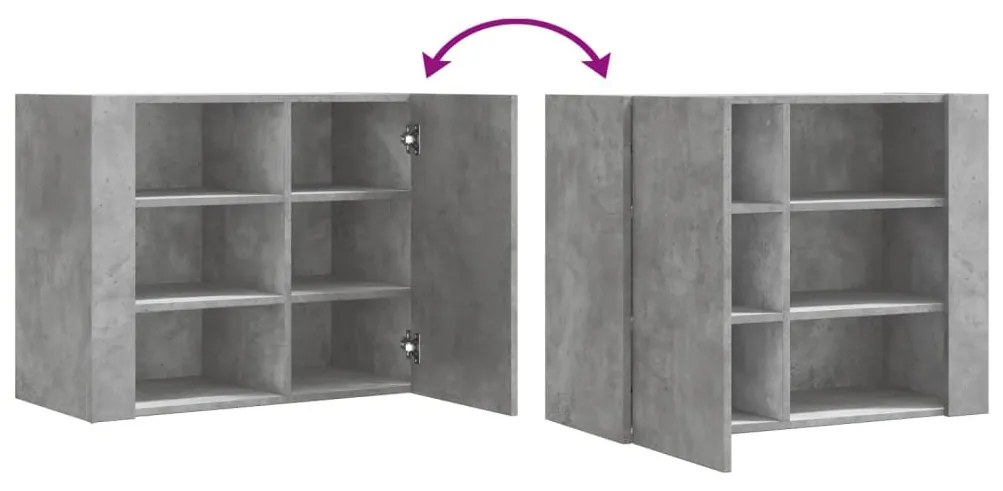 betonszürke szerelt fa faliszekrény 75 x 35 x 60 cm