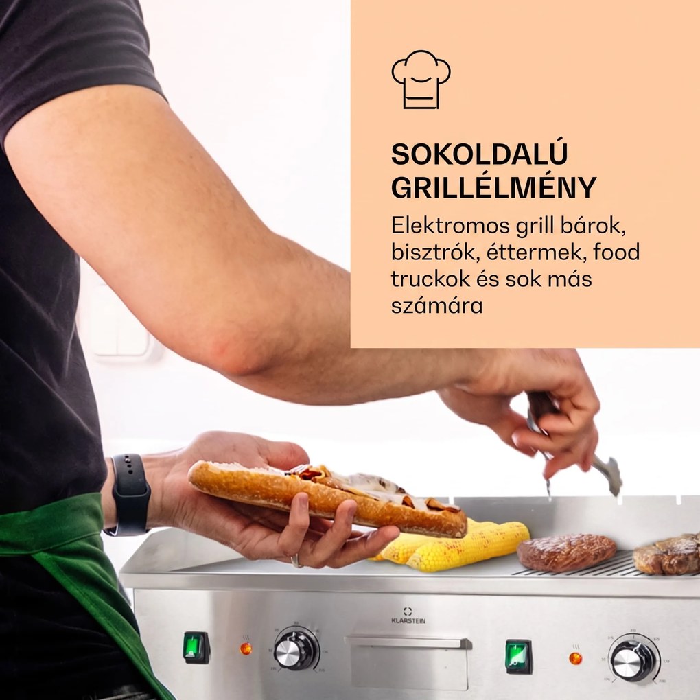 Klarstein Grillmeile 4400, elektromos grill, 2 x 2200 W, rozsdamentes acél grill lap