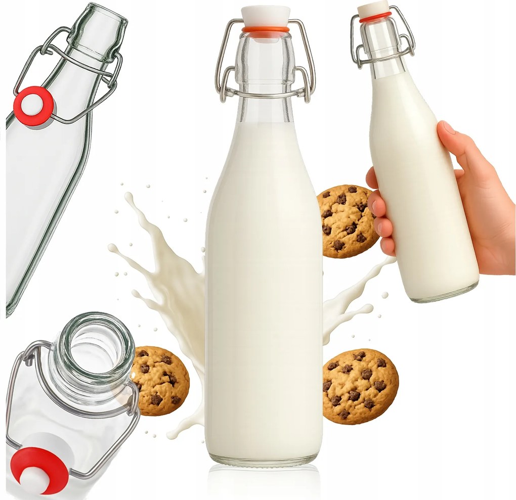 Üveg Tejes Vizes Gyümölcslé Italos Üveg 500 ml mechanikus záródással