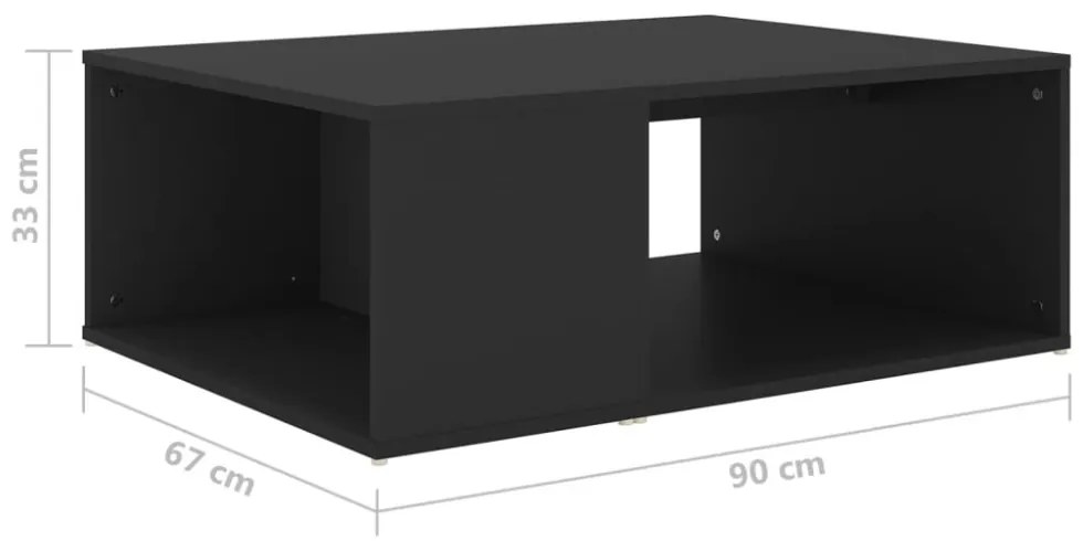fekete szerelt fa dohányzóasztal 90 x 67 x 33 cm