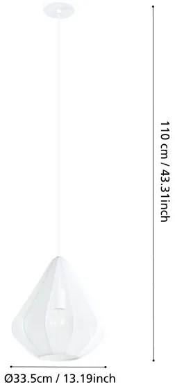 Eglo 43996 - Csillár zsinóron DOLWEN 1xE27/40W/230V átm. 33,5 cm fehér