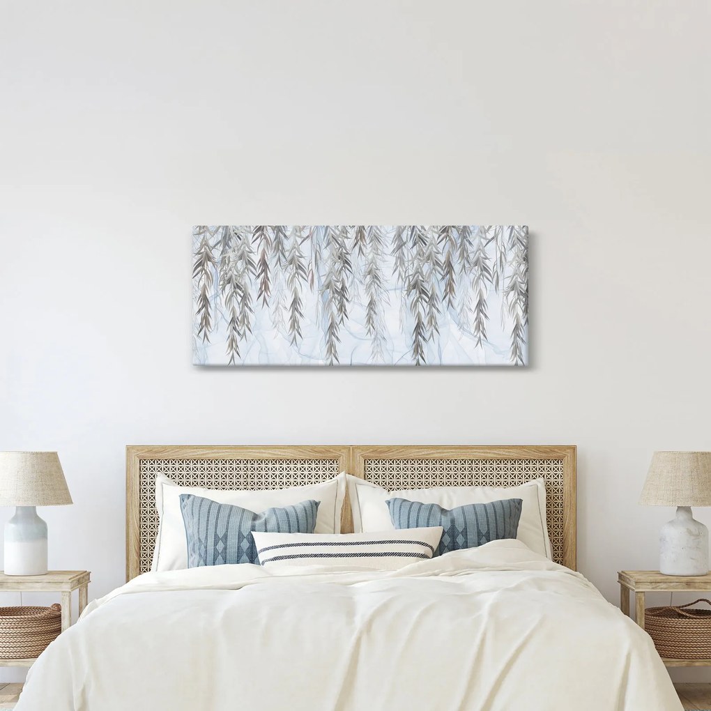 Kép - Fűzfa gallyak kék alapon (120x50 cm)